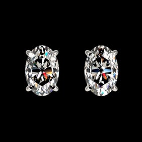 1 ctw Certified VS/SI Quality Oval Diamond Stud Earrings 10k White Gold