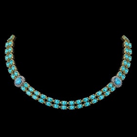 39.28 ctw Swiss Topaz & Diamond Necklace 14K Yellow Gold