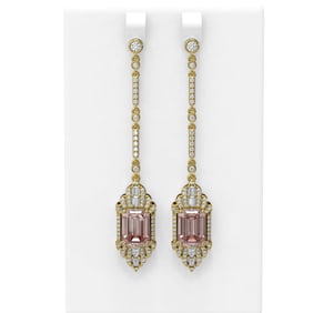 11.59 ctw Morganite & Diamond Earrings 18K Yellow Gold