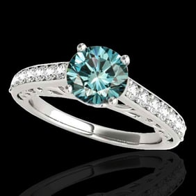 1.65 ctw SI Certified Fancy Blue Diamond Solitaire Ring 10k White Gold