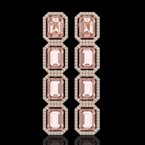 19.81 ctw Morganite & Diamond Micro Pave Halo Earrings 10k Rose Gold