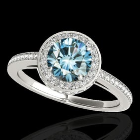 1.55 ctw SI Certified Fancy Blue Diamond Halo Ring 10k White Gold