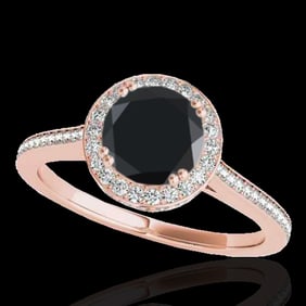 1.55 ctw Certified VS Black Diamond Solitaire Halo Ring 10k Rose Gold