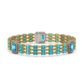 27.1 ctw Swiss Topaz & Diamond Bracelet 14K Yellow Gold