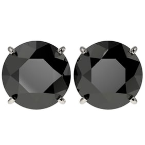 5 ctw Fancy Black Diamond Solitaire Stud Earrings 10k White Gold
