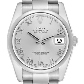 Rolex Datejust Silver Roman Dial Steel