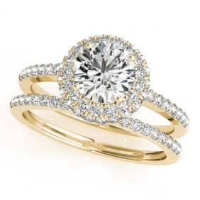 1.86 ctw Certified VS/SI Diamond 2pc Wedding Set Halo 14k Yellow Gold
