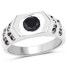 1.53 CT Genuine Black Diamond 14K White Gold Ring