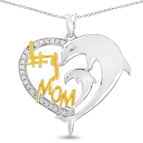 0.14 CT Genuine White Diamond 14K 2-Tone Gold Pendant