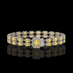 13.88 ctw Citrine & Diamond Bracelet 14K White Gold