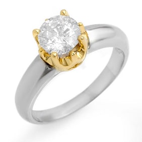 1.0 ctw Certified VS/SI Diamond Solitaire Ring 14k 2-Tone Gold