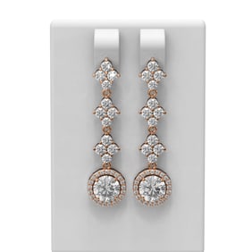 3.85 ctw Diamond Earrings 18K Rose Gold