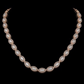 24.42 ctw Marquise Cut Diamond Micro Pave Necklace 18K Rose Gold