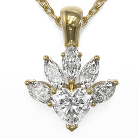 1.5 ctw Heart Diamond Designer Necklace 18K Yellow Gold
