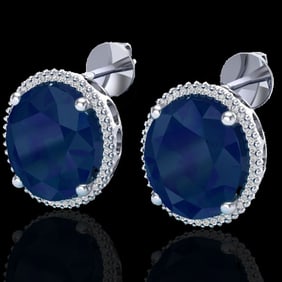 25 ctw Sapphire & Micro Pave VS/SI Diamond Earrings 18k White Gold