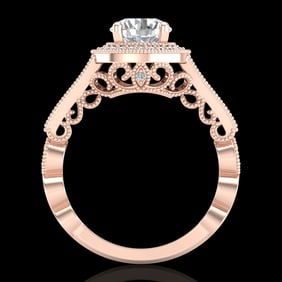 1.91 ctw VS/SI Diamond Solitaire Art Deco Ring 18k Rose Gold
