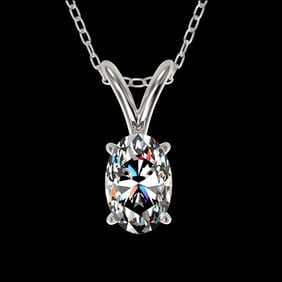 0.50 ctw Certified VS/SI Quality Oval Diamond Necklace 10k White Gold