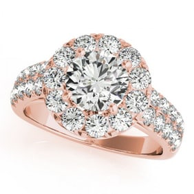1.52 ctw Certified VS/SI Diamond Halo Ring 18k Rose Gold