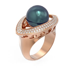 1 ctw Diamond & Pearl Ring 18K Rose Gold