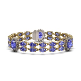 32.77 ctw Tanzanite & Diamond Bracelet 14K Yellow Gold