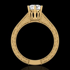 1 ctw VS/SI Diamond Solitaire Art Deco Ring 18k Yellow Gold
