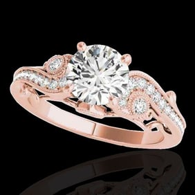 1.25 ctw Certified Diamond Solitaire Antique Ring 10k Rose Gold
