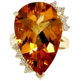 Citrine 14K Yellow Gold Diamond Ring