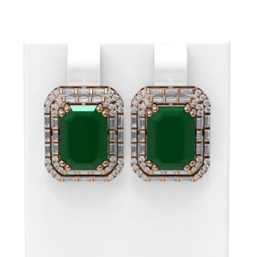 13.21 ctw Emerald & Diamond Earrings 18K Rose Gold
