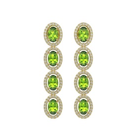 5.88 ctw Peridot & Diamond Micro Pave Halo Earrings 10k Yellow Gold