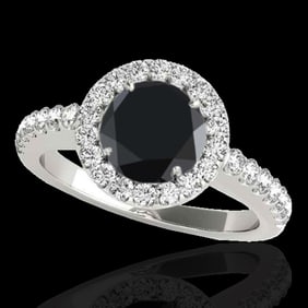 1.65 ctw Certified VS Black Diamond Solitaire Halo Ring 10k White Gold