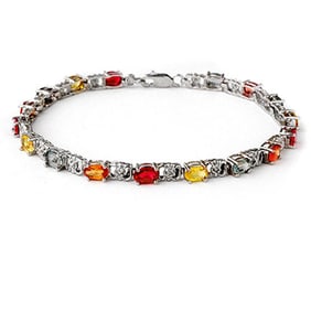 6.72 ctw Multi-Sapphire & Diamond Bracelet 14k White Gold
