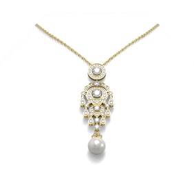 4.76 ctw Diamond & Pearl Necklace 18K Yellow Gold