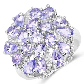 3.35 CT Genuine Tanzanite 14K White Gold Ring