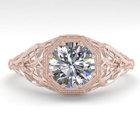 1.01 ctw VS/SI Diamond Engagment Ring Art Deco 18k Rose Gold