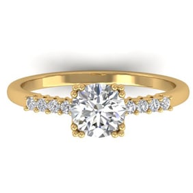 0.93 ctw Certified VS/SI Diamond Art Deco Ring 14k Yellow Gold