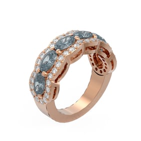 3.71 ctw Blue Topaz & Diamond Ring 18K Rose Gold