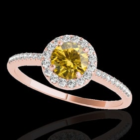 1.2 ctw Certified SI/I Fancy Intense Yellow Diamond Ring 10k Rose Gold