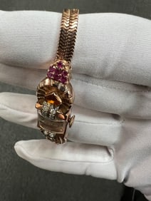1940s Retro Pink Gold Citrine Ruby