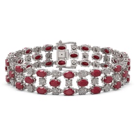 25.85 ctw Ruby & Diamond Bracelet 10K White Gold
