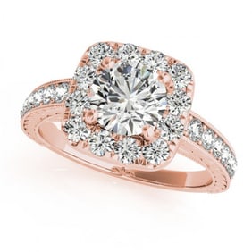 1.36 ctw Certified VS/SI Diamond Halo Ring 18k Rose Gold