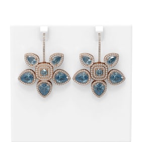 22.12 ctw Blue Topaz Diamond Earrings 18K Rose Gold