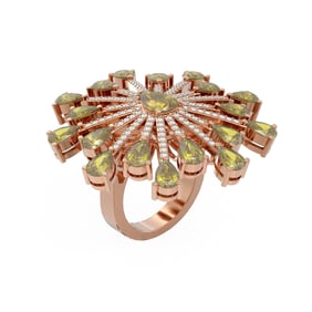9.45 ctw Canary Citrine & Diamond Ring 18K Rose Gold