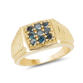 0.63 CT Genuine Blue Diamond 14K Yellow Gold Ring