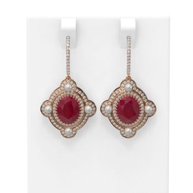 9.96 ctw Ruby & Diamond Earrings 18K Rose Gold