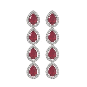 10.2 ctw Ruby & Diamond Micro Pave Halo Earrings 10k White Gold