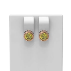 3 ctw Fancy Yellow Diamond Earrings 18K Rose Gold