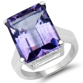 11.47 CT Genuine Amethyst 14K White Gold Ring