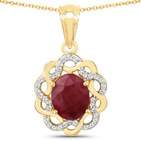 3.43 CT Genuine Ruby and White Topaz 14K White Gold Pendant