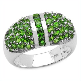 2.03 CT Genuine Chrome Diopside 14K White Gold Ring