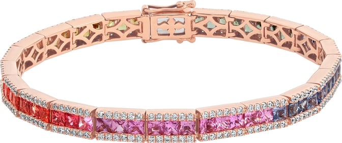 Diamond and Multicolored sapphire bracelet in